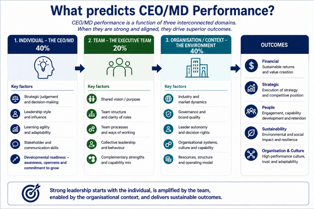 Three domains of CEO effectiveness: individual capability, executive team and organisational context