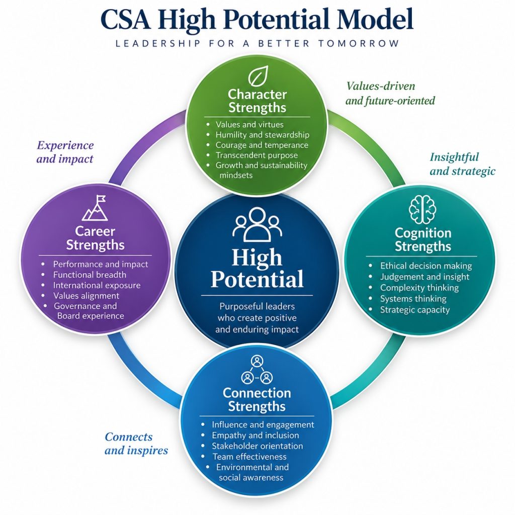 CSA High Potential Model: character, cognition, connection and career strengths