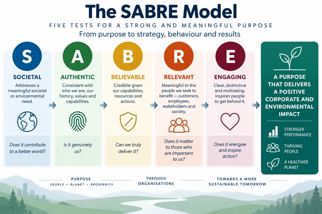 SABRE model of purpose: societal, authentic, believable, relevant and engaging